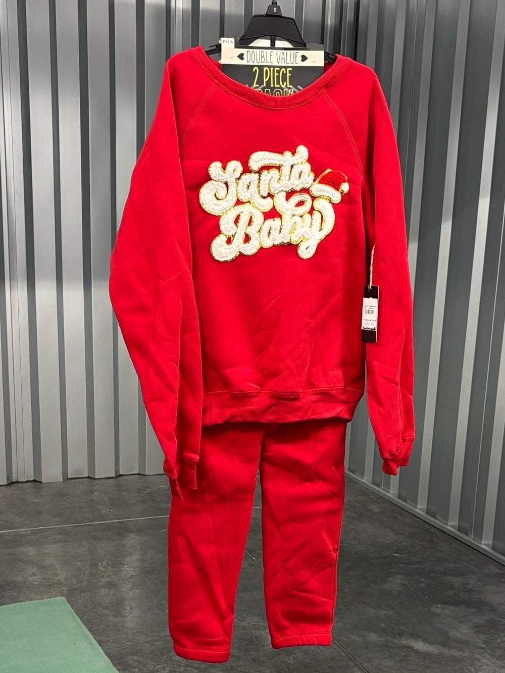 NWT Love Dazed Red "Santa Baby" Holiday 2 pc Sweatshirt & Jogger Set Women’s S